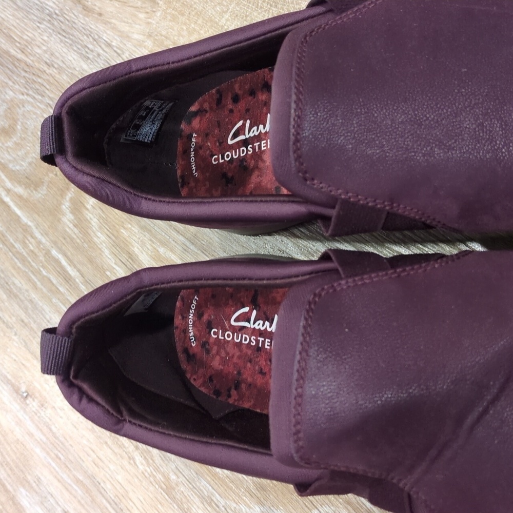 💜Clarks Cloudsteppers Women's Slip-On Plum & Gray Shoes size 8💜 NICE!!!💜 - Picture 3 of 10